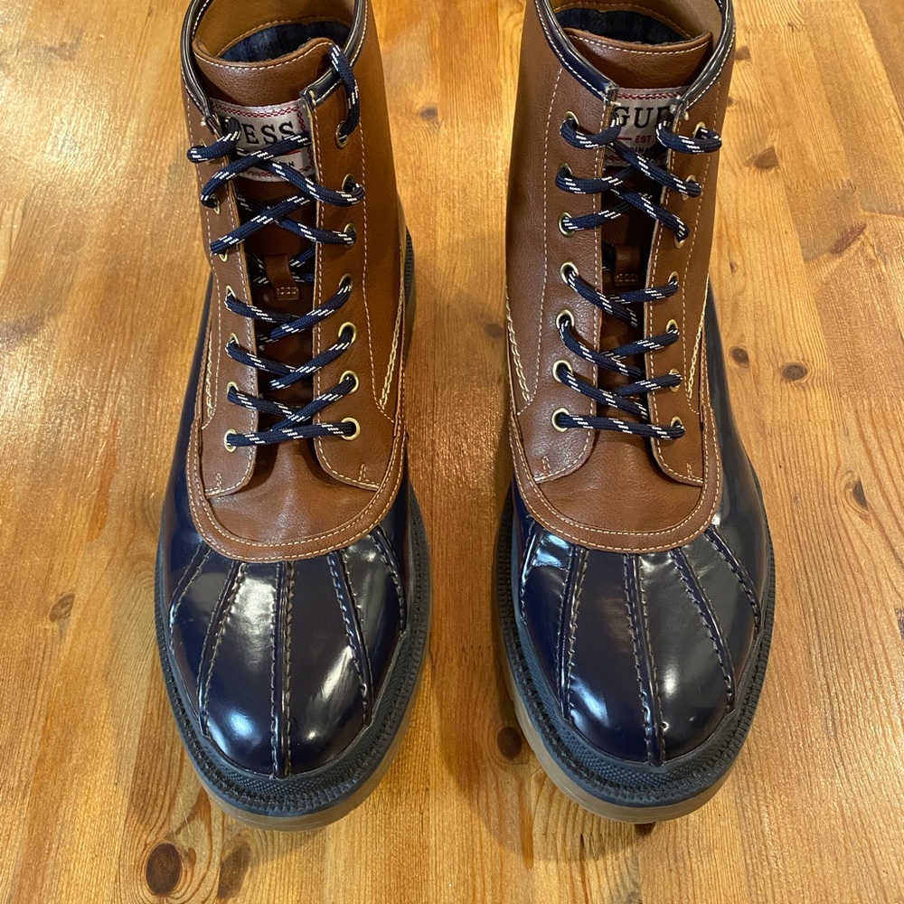 Guess Canfield Men’s Duck Boots Blue & Tan Size 13